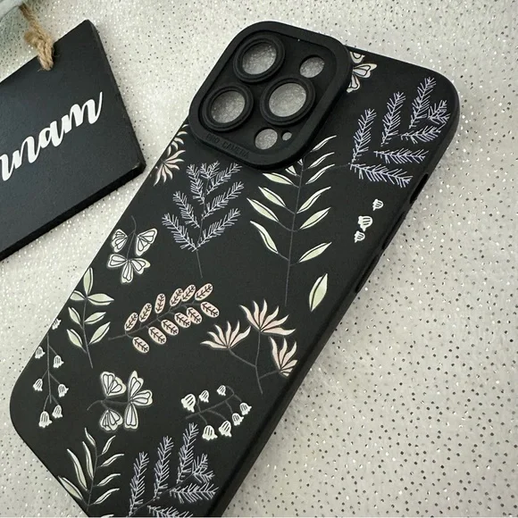 Black Leaves iPhone 14 Pro Max Slim Case - Picture 3 of 6